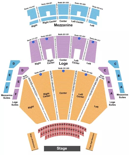 PEACOCK THEATER LOS ANGELES ENDSTAGE TABLES Seating Map Seating Chart