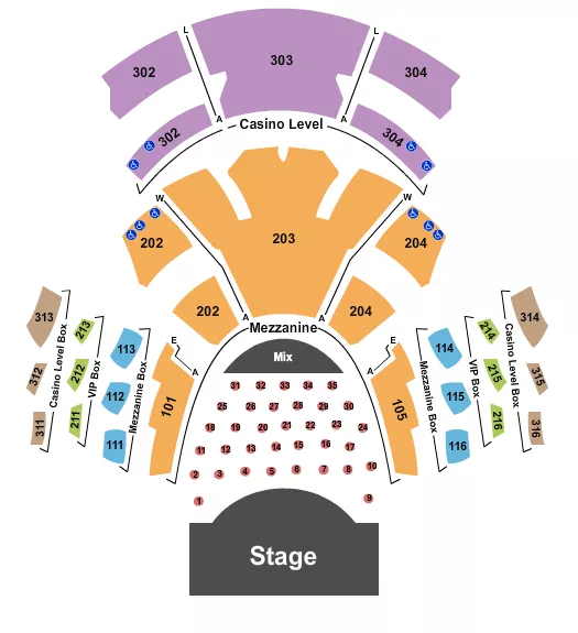 ENDSTAGE VIP Seating Map Seating Chart