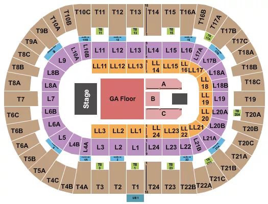 PECHANGA ARENA SAN DIEGO ENDSTAGE GA FLOOR 3 Seating Map Seating Chart