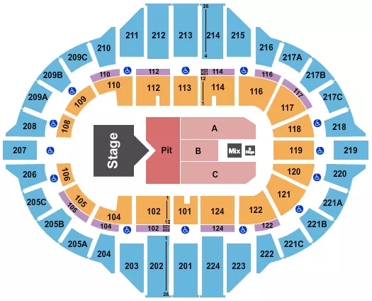 SAM HUNT Seating Map Seating Chart