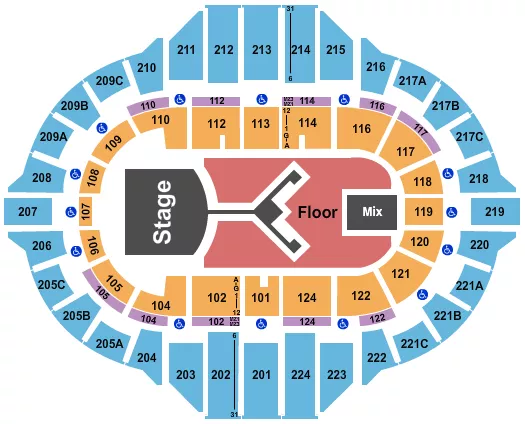 SHINEDOWN Seating Map Seating Chart