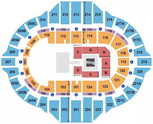 WRESTLING AEW Seating Map Seating Chart