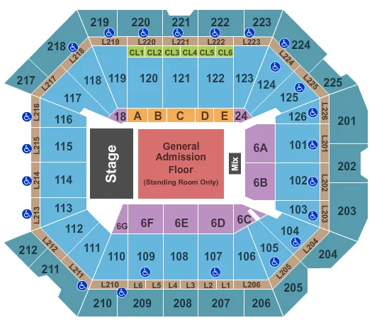 ENDSTAGE GA FLOOR Seating Map Seating Chart