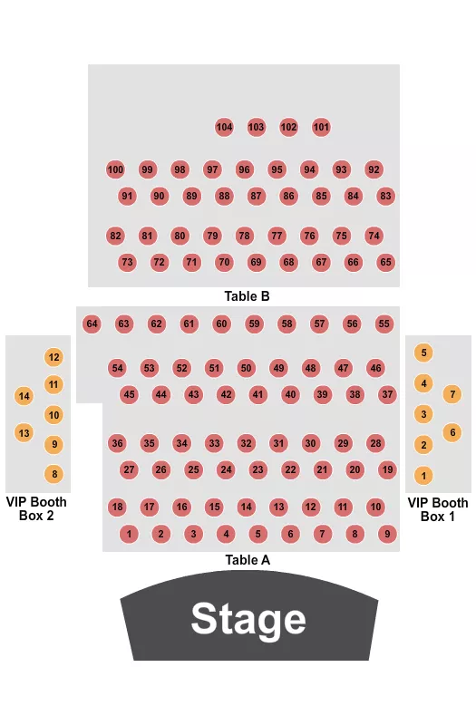 PHIL LONG MUSIC HALL AT BOURBON BROTHERS CO A B WITH VIP BOOTH Seating Map Seating Chart