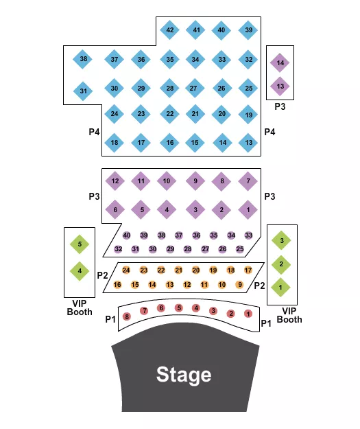 PHIL LONG MUSIC HALL AT BOURBON BROTHERS CO ENDSTAGE TABLES Seating Map Seating Chart
