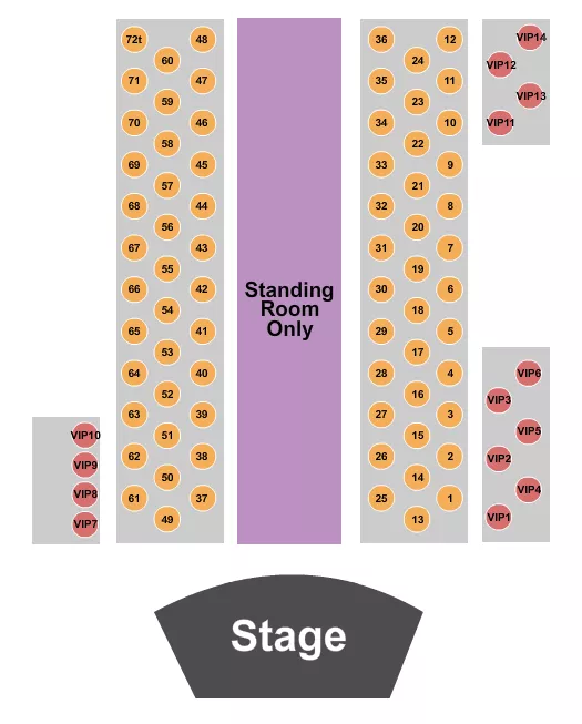 PHIL LONG MUSIC HALL AT BOURBON BROTHERS CO SRO TABLE Seating Map Seating Chart