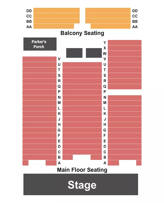 PINES THEATER TX END STAGE Seating Map Seating Chart