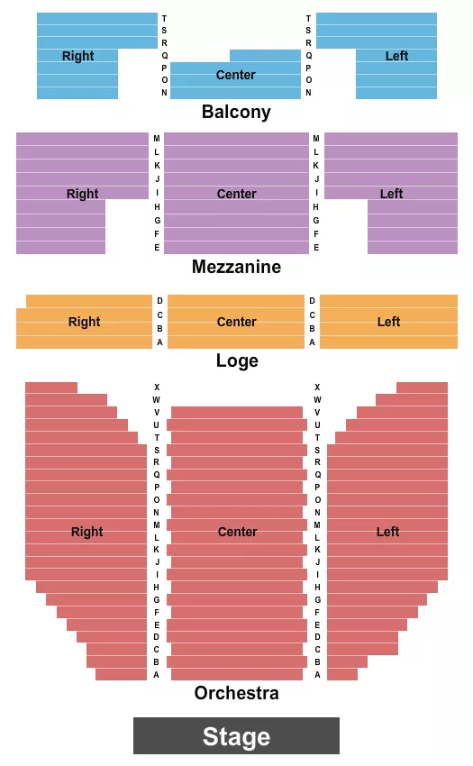 END STAGE Seating Map Seating Chart