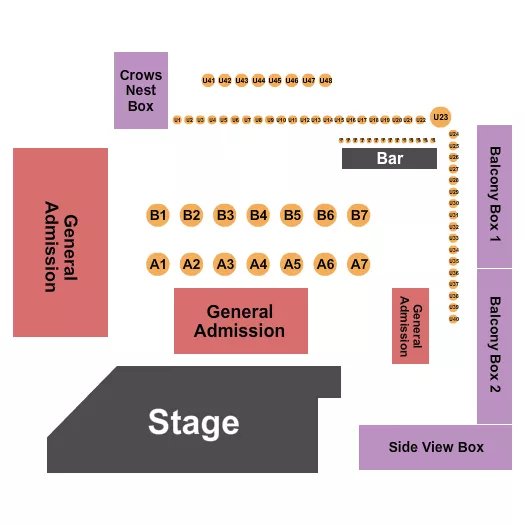 POPS NIGHTCLUB AND CONCERT VENUE ENDSTAGE GA TABLES Seating Map Seating Chart