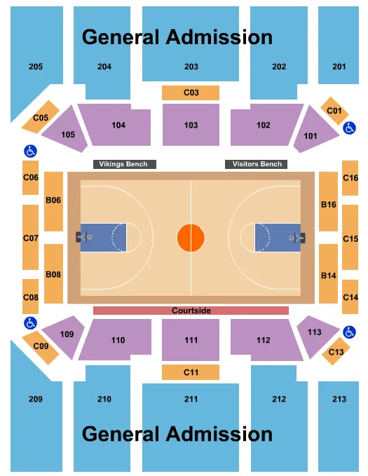 PORTLAND STATES VIKING PAVILION BASKETBALL Seating Map Seating Chart