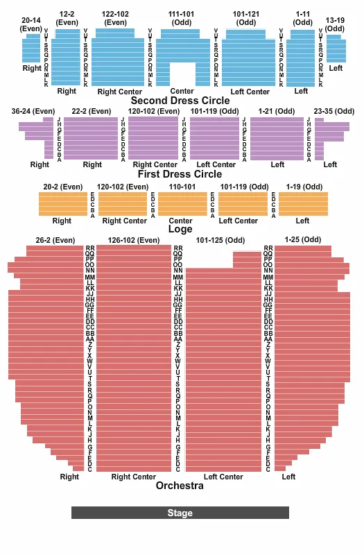 END STAGE Seating Map Seating Chart