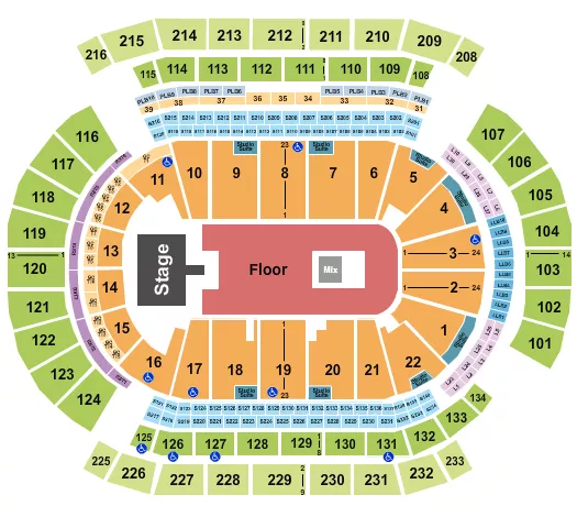 ENDSTAGE GA FLOOR WITH CATWALK Seating Map Seating Chart