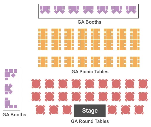 PUNCH LINE COMEDY CLUB PHILADELPHIA GA TABLES GA BOOTHS Seating Map Seating Chart