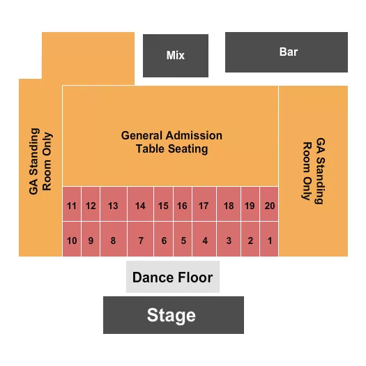 QUAD CITIES WATERFRONT CONVENTION CENTER ENDSTAGE TABLES Seating Map Seating Chart
