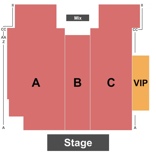 QUAD CITIES WATERFRONT CONVENTION CENTER END STAGE Seating Map Seating Chart