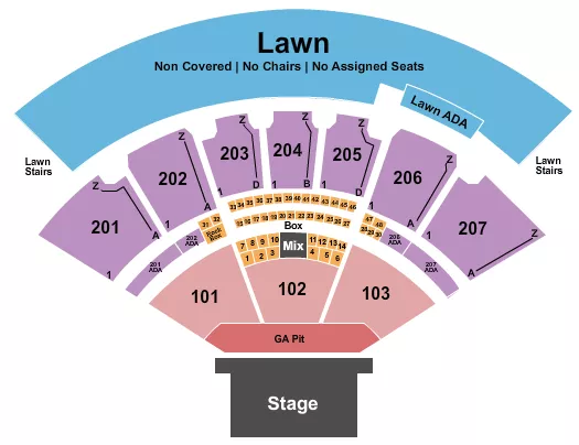 CASCADES AMPHITHEATER WA ENDSTAGE GA PIT 3 Seating Map Seating Chart