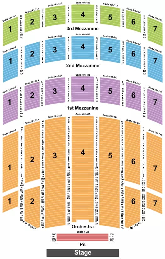 END STAGE Seating Map Seating Chart