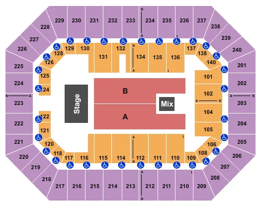 RAISING CANES RIVER CENTER ARENA ENDSTAGE 3 Seating Map Seating Chart