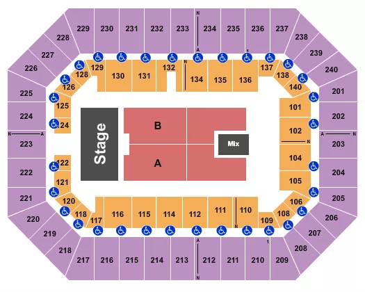 RAISING CANES RIVER CENTER ARENA ENDSTAGE 5 Seating Map Seating Chart