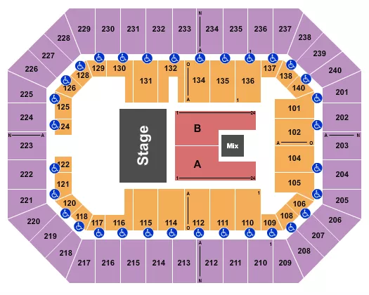 RAISING CANES RIVER CENTER ARENA LEANNE MORGAN Seating Map Seating Chart