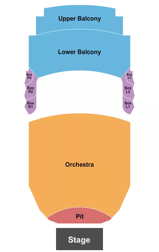 RAISING CANES RIVER CENTER THEATRE END STAGE SPLIT BALCONY Seating Map Seating Chart