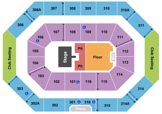 RALPH ENGELSTAD ARENA ND JUSTIN MOORE Seating Map Seating Chart