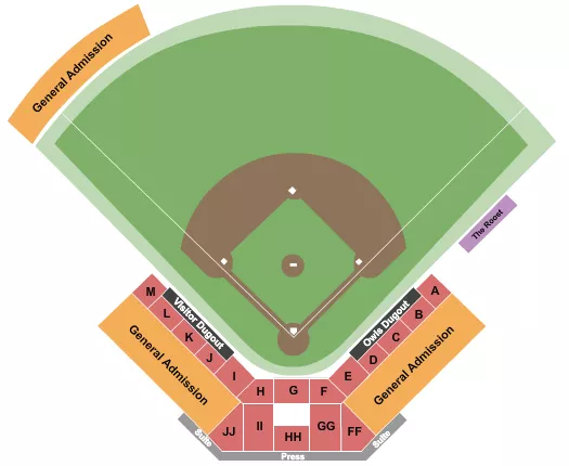 CUSA BASEBALL TOURNY Seating Map Seating Chart