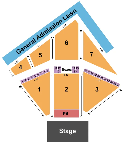 END STAGE GA PIT Seating Map Seating Chart