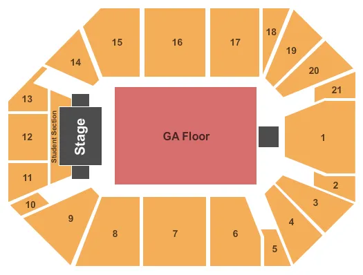ENDSTAGE GA FLOOR Seating Map Seating Chart