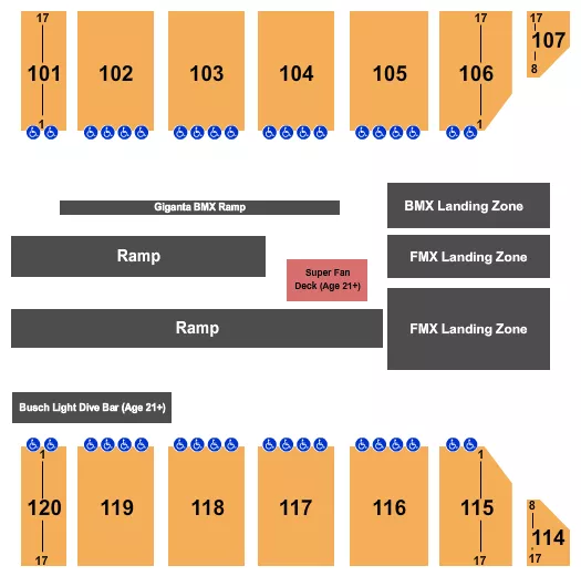 NITRO CIRCUS Seating Map Seating Chart
