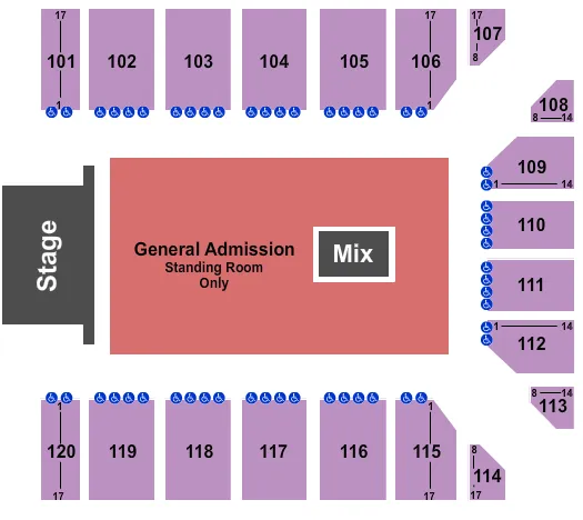 SHINEDOWN Seating Map Seating Chart