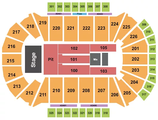 ERIC CHURCH Seating Map Seating Chart