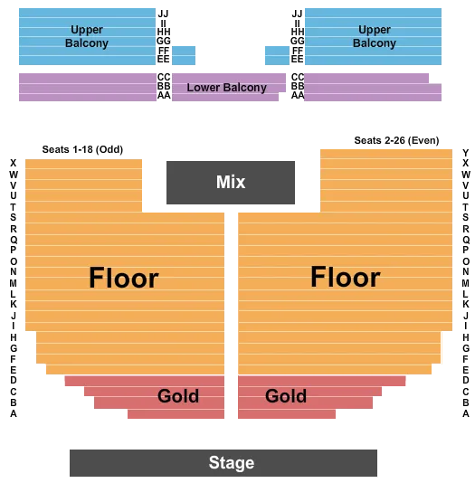 RIALTO THEATRE TUCSON ENDSTAGE GOLD Seating Map Seating Chart