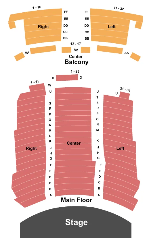 RIALTO THEATRE TACOMA ENDSTAGE Seating Map Seating Chart