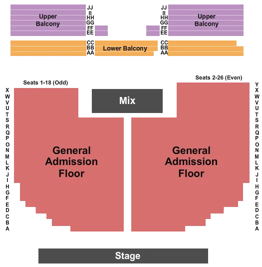RIALTO THEATRE TUCSON ENDSTAGE GA FLOOR Seating Map Seating Chart