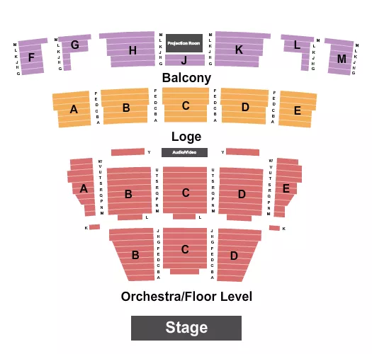 RIVERVIEW HALL THEATER ENDSTAGE Seating Map Seating Chart