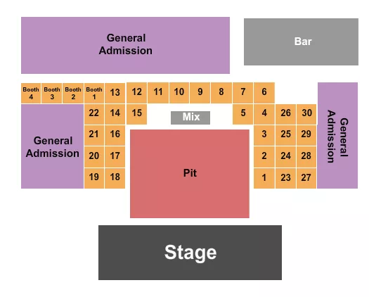 PIT GA TABLES Seating Map Seating Chart