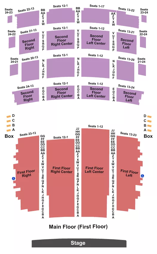 RIVERSIDE THEATER WI END STAGE 2 Seating Map Seating Chart