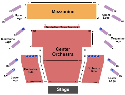 END STAGE Seating Map Seating Chart