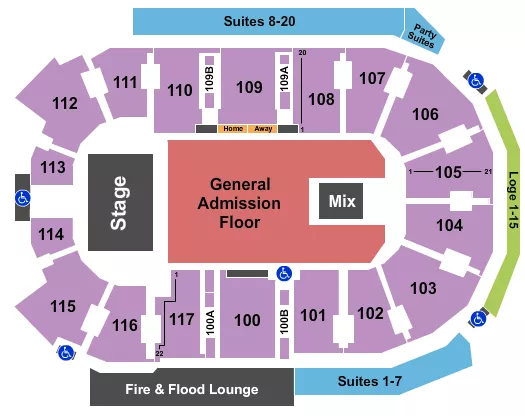ENDSTAGE GA FLOOR Seating Map Seating Chart