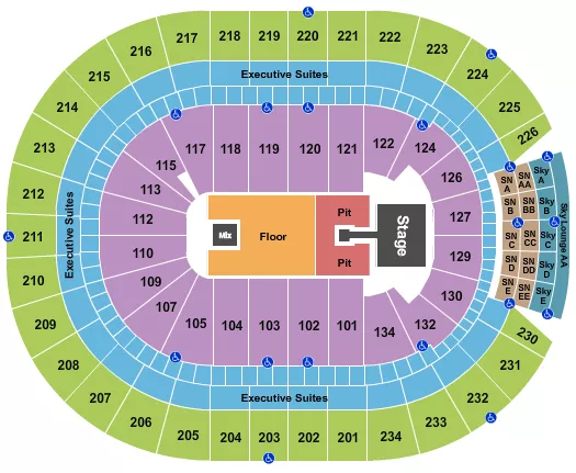 ENDSTAGE PIT W CATWALK Seating Map Seating Chart