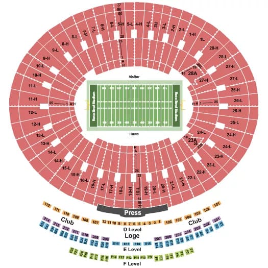 ROSE BOWL STADIUM PASADENA FOOTBALL Seating Map Seating Chart