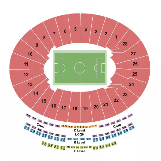 ROSE BOWL STADIUM PASADENA CLUB WORLD CUP Seating Map Seating Chart