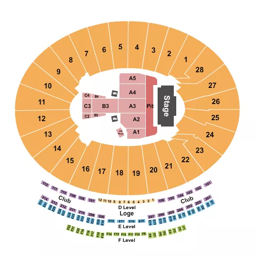 ROSE BOWL STADIUM PASADENA GUNS N ROSES Seating Map Seating Chart