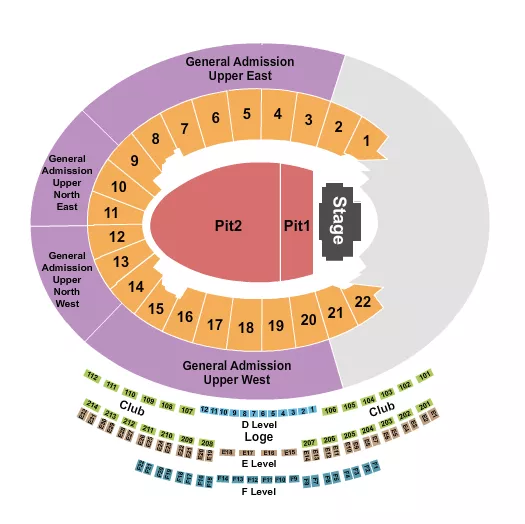 ROSE BOWL STADIUM PASADENA RUFUS DU SOL Seating Map Seating Chart