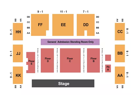 ENDSTAGE RESERVED Seating Map Seating Chart