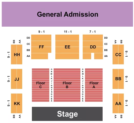 ENDSTAGE RSVD B CTR Seating Map Seating Chart