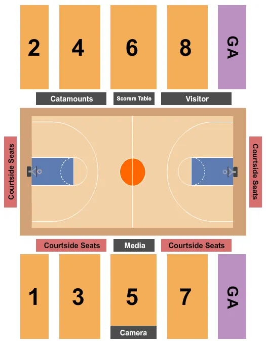 ROY L PATRICK GYMNASIUM BASKETBALL Seating Map Seating Chart