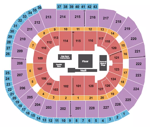 GYMNASTICS Seating Map Seating Chart