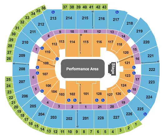 PERFORMANCE AREA Seating Map Seating Chart